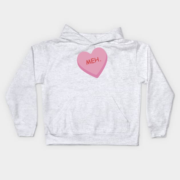 Funny Pink Candy Heart "Meh". Kids Hoodie by burlybot